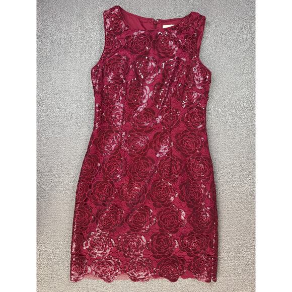 Aidan by Aidan Mattox Dresses & Skirts - Aiden by Aiden Mattox Dress Floral Lace Sequin Mini Red Rose Size 8